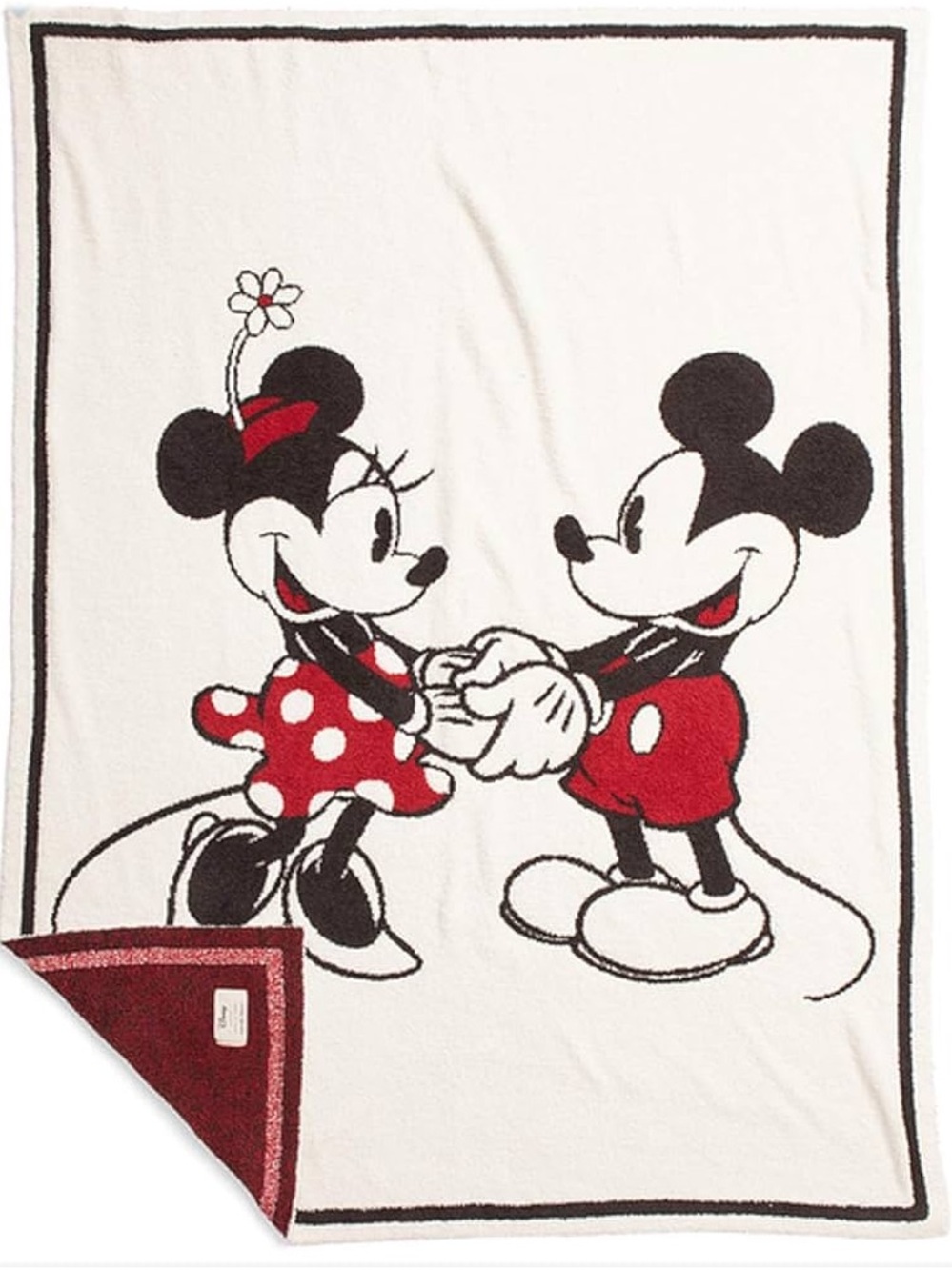 Barefoot Dreams Disney Mickey & Minnie Cream Red Throw Blanket